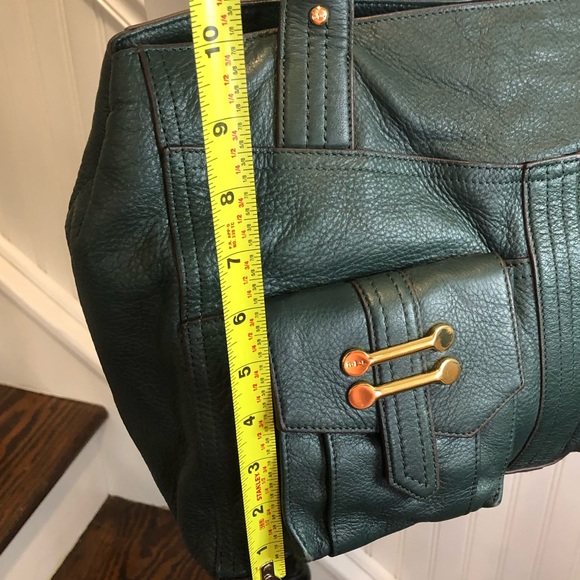 RALPH LAUREN Woodland Green Tumbled Leather Shoulder Bag Front Pockets - Picture 10 of 17